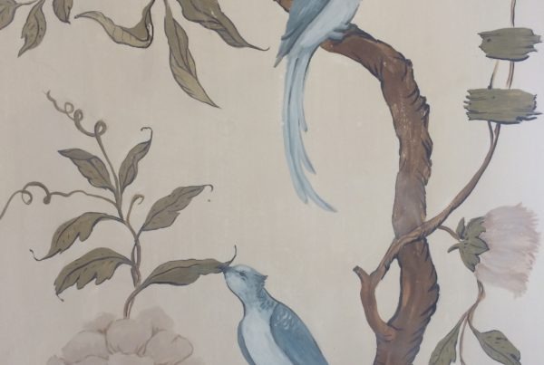 papier peint à la main oiseaux inspiration suédoise