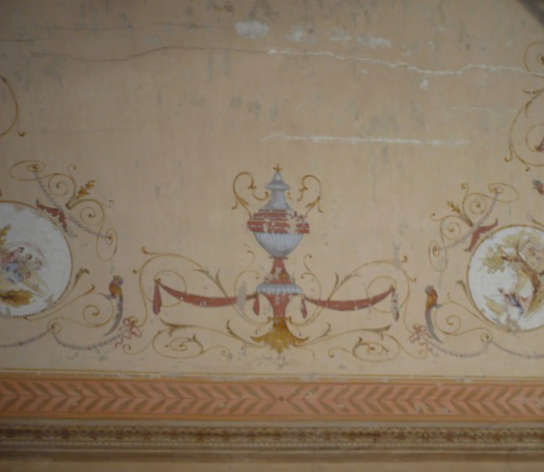 décor en cours de restauration plafond peint villa Côte d'Azur