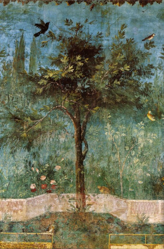 fresque panoramique de la Villa de Livie qui n'est pas un papier peint panoramique