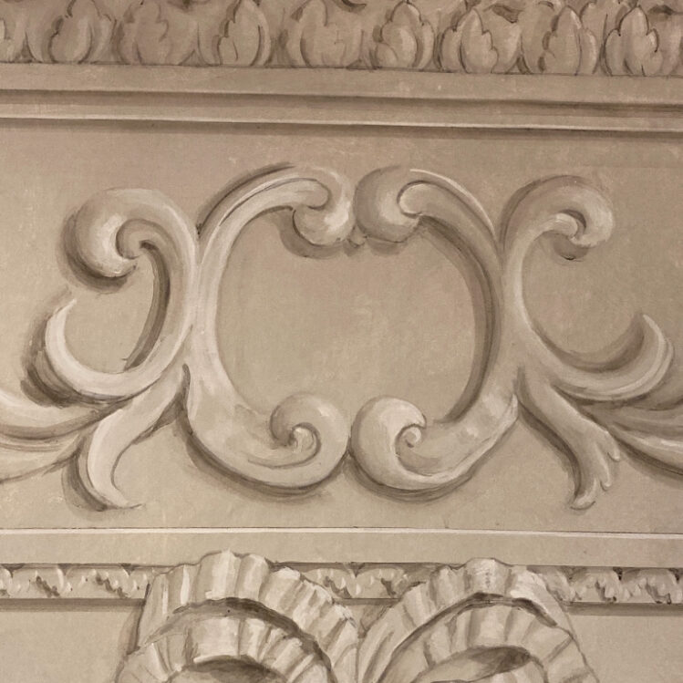 détail 2 cheminée trompe l'oeil peintre décorateur