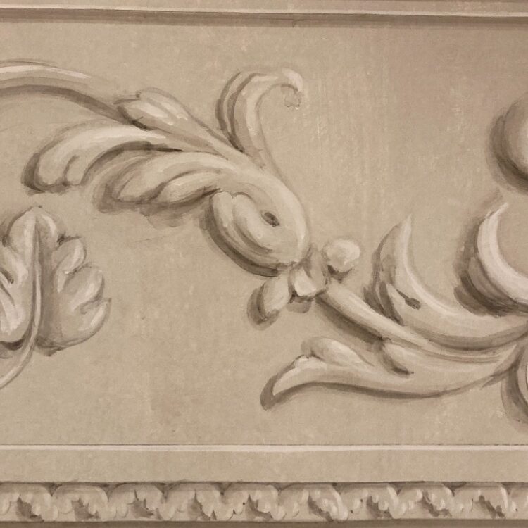 détail cheminée trompe l'oeil peintre décorateur