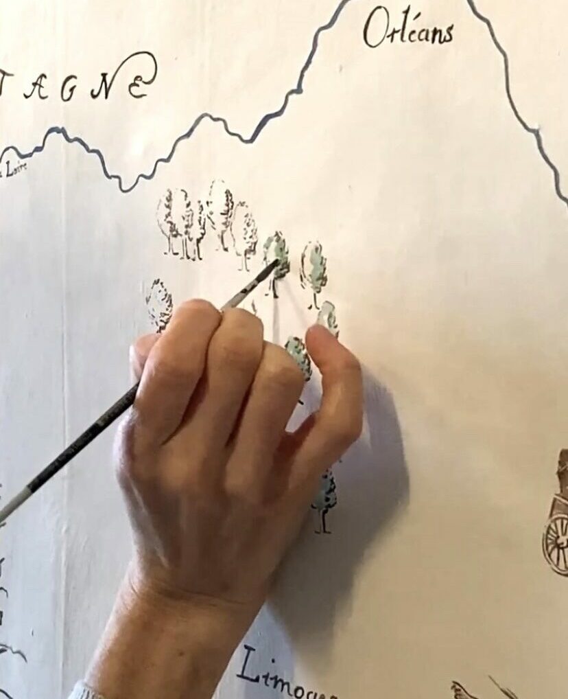 carte géographique peinte à la main