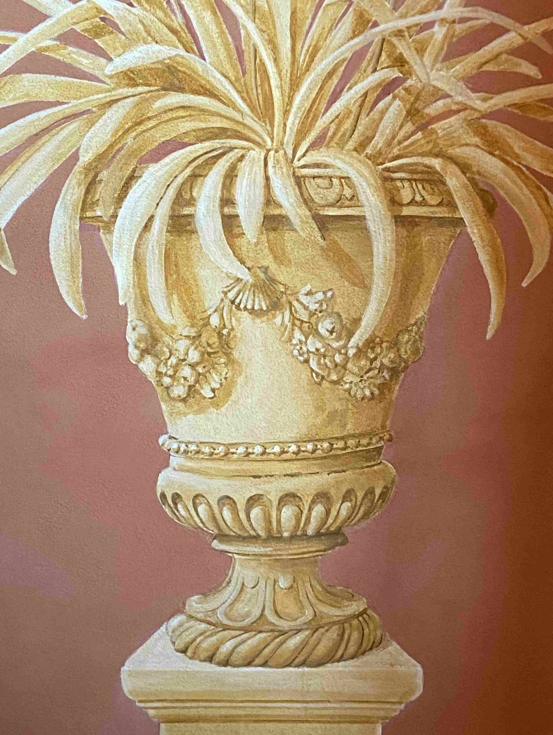 détail pot terre cuite peint à la main